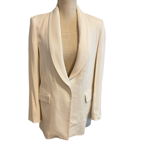 judith & charles Jackets & Blazers - Judith & Charles White Viscose Longline Blazer One Button Size 8